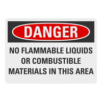 Lavex Engineer-Grade Reflective Aluminum "Danger / No Flammable Liquids Or Combustible Materials In This Area" Safety Sign