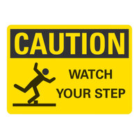Lavex 14" x 10" Engineer-Grade Reflective Aluminum "Caution / Watch Your Step" Safety Sign with Symbol
