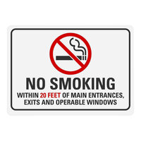 Lavex 10" x 7" Engineer-Grade Reflective Adhesive Vinyl "No Smoking Within 20 Feet Of Main Entrances, Exits And Operable Windows" Safety Label