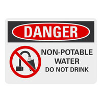 Lavex Aluminum "Danger / Non-Potable Water / Do Not Drink" Safety Sign with Symbol 