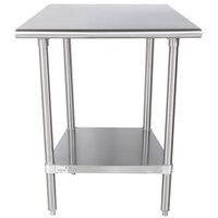 Advance Tabco MS-242 24" x 24" 16 Gauge Stainless Steel Commercial Work Table with Stainless Steel Undershelf