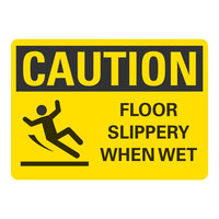 Lavex 14" x 10" Non-Reflective Adhesive Vinyl "Caution / Floor Slippery When Wet" Safety Label