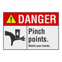 Lavex Non-Reflective Plastic "Danger / Pinch Points / Watch Your Hands" Safety Sign 