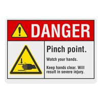 Lavex Non-Reflective Plastic "Danger / Pinch Point / Watch Your Hands / Keep Hands Clear / Will Result In Severe Injury" Safety Sign