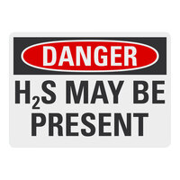 Lavex 14" x 10" Non-Reflective Aluminum "Danger / H2S May Be Present" Safety Sign