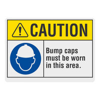 Lavex 14" x 10" Non-Reflective Aluminum "Caution / Bump Caps Must Be Worn In This Area" Safety Sign