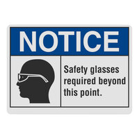 Lavex 14" x 10" Engineer-Grade Reflective Adhesive Vinyl "Notice / Safety Glasses Required Beyond This Point" Safety Label