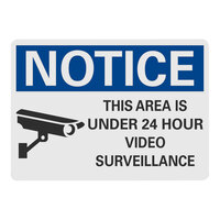 Lavex Engineer-Grade Reflective Aluminum "Notice / This Area Is Under 24 Hour Video Surveillance" Safety Sign with Symbol
