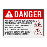 Lavex 14" x 10" Non-Reflective Adhesive Vinyl "Danger / Arc Flash And Shock Hazard / Appropriate PPE Required" Safety Label