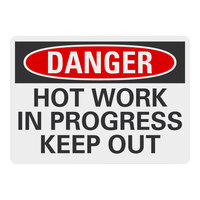 Lavex 14" x 10" Engineer-Grade Reflective Adhesive Vinyl "Danger / Hot Work In Progress / Keep Out" Safety Label