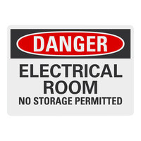 Lavex 14" x 10" Engineer-Grade Reflective Adhesive Vinyl "Danger / Electrical Room / No Storage Permitted" Safety Label