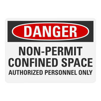 Lavex 14" x 10" Engineer-Grade Reflective Adhesive Vinyl "Danger / Non-Permit Confined Space / Authorized Personnel Only" Safety Label