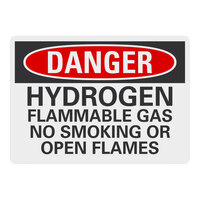 Lavex Engineer-Grade Reflective Aluminum "Danger / Hydrogen Flammable Gas / No Smoking Or Open Flames" Safety Sign