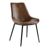 Lancaster Table & Seating Mid-Century Black Chair with Bourbon Brown Tufted Vinyl Seat - Assembled