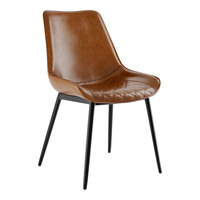 Lancaster Table & Seating Mid-Century Black Chair with Cognac Tufted Vinyl Seat - Assembled