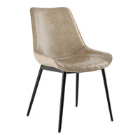 Lancaster Table & Seating Mid-Century Black Chair with Smokey Beige Vinyl Tufted Seat - Assembled