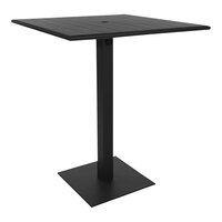 BFM Seating Beachcomber-Margate 32" Square Black Aluminum Bar Height Outdoor / Indoor Table with Square Base and Umbrella Hole