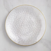 Visions 6" Clear Round Hammered Plastic Coupe Plate with Gold Band - 15/Case