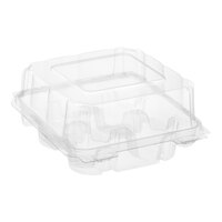 Good Natured 4-Compartment Clear PLA Hinged Cupcake / Muffin Container - 225/Case