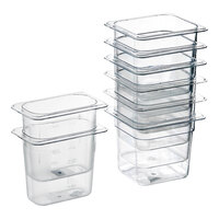 Choice 8-Piece 1/6 Size and 1/9 Size 6" Deep Clear Polycarbonate Food Pan Set