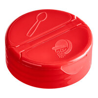 53/485 Red Dual Flapper Spice Lid with 3 Holes - 100/Pack