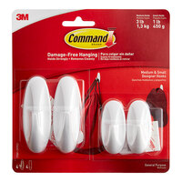 3M Command™ 7000048012 1 lb. Small / 3 lb. Medium White Designer Hooks