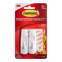 3M Command™ 7100113039 3 lb. Medium White Utility Hook - 2/Pack