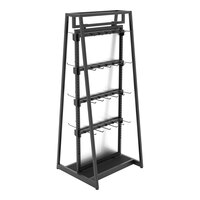 Econoco Aspect 24" x 62" Glossy Black Double-Sided A-Frame Outrigger Kit with 50 Adjustable Hooks and Frosted Panel