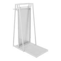 Econoco Aspect 24" x 62" Glossy White Double-Sided A-Frame Outrigger Kit with Hangrail, Mannequin Platform, and Frosted Panel