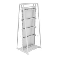 Econoco Aspect 24" x 62" Glossy White Double-Sided A-Frame Outrigger Kit with 50 Adjustable Hooks and Frosted Panel