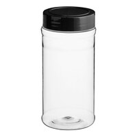 16 oz. Round Plastic Spice Container and 63/485 Smooth Black Lid with Foam Liner - 192/Case