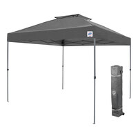 E-Z Up PTSVSG10 Patriot® ONE-UP® Vented Instant Shelter 10' x 10' Steel Gray Canopy with Gray Frame