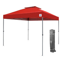 E-Z Up PTSVRD10 Patriot® ONE-UP® Vented Instant Shelter 10' x 10' Red Canopy with Gray Frame