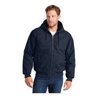 CornerStone CSJ41 Unisex Customizable Navy Washed Duck Cloth Insulated Hooded Work Jacket