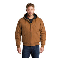 CornerStone J763H Unisex Customizable Duck Brown / Black Duck Cloth Hooded Work Jacket