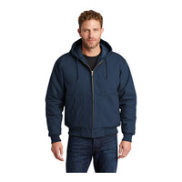 CornerStone J763H Unisex Customizable Navy Duck Cloth Hooded Work Jacket