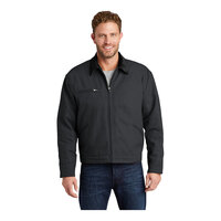 CornerStone J763 Unisex Charcoal Duck Cloth Work Jacket with Black Corduroy Collar