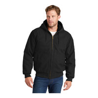 CornerStone CSJ41 Unisex Customizable Black Washed Duck Cloth Insulated Hooded Work Jacket