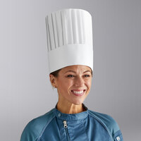 Choice White Pleated Disposable Chef Hat - Fully Formed