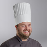 Choice White Pleated Disposable Chef Hat - Fully Formed