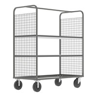 Valley Craft 57" x 30" x 68" Gray 2-Sided Stock Picking Cage Cart with 2 Shelves F89057VCGY - 1,600 lb. Capacity