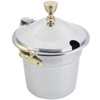 Bon Chef 5311WHCHR 10 5/8" x 8 1/4" Stainless Steel 7 Qt. Bolero Design Soup Tureen with Hinged Cover and Round Brass Handles