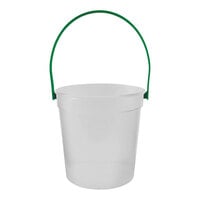 Howw Manufacturing 32 oz. Clear Customizable Plastic Drink Bucket with Green Handle - 48/Case
