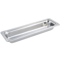 Bon Chef 5410 21" x 7" x 3" Stainless Steel 3 Qt. Half Size Long Rectangular Laurel Design Food Pan