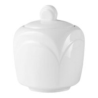 Steelite Distinction Bianco 7 oz. White Embossed Sugar Pot with Lid - 6/Case