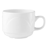Steelite Distinction Bianco 7.5 oz. White Embossed Stack Cup - 36/Case