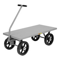 Little Giant 36" x 60" Heavy-Duty Steel Wagon Truck with Flush Edges and 12" Mold-On Rubber Wheels CH-3660-12MR-FSD