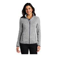 Port Authority L232 Women's Customizable Gray Heather Fleece Sweater Jacket - 3X