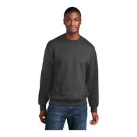 Port & Company PC78 Unisex Customizable Dark Heather Gray Core Fleece Crewneck Sweatshirt - Cotton / Poly Blend - 3X