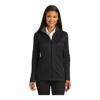 Port Authority L805 Women's Customizable Black / Iron Gray Vertical Texture Full-Zip Jacket - Poly / Cotton Blend - Extra Large